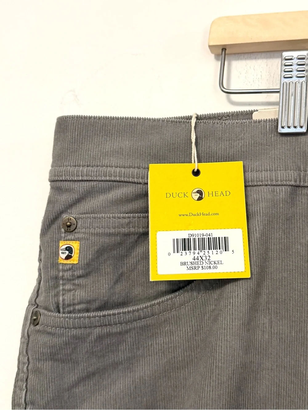 NWT Duck Head Holston Corduroy Five-Pocket Pants Brushed Nickel $108 MSRP